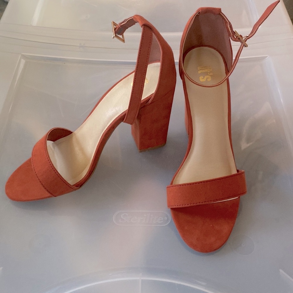 Burt Orange Block Heels